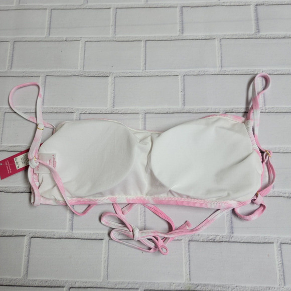 Xhilaration Junior's Ribbed Apron Front Bralette Bikini Pink Size XL (12-14) - Picture 4 of 7